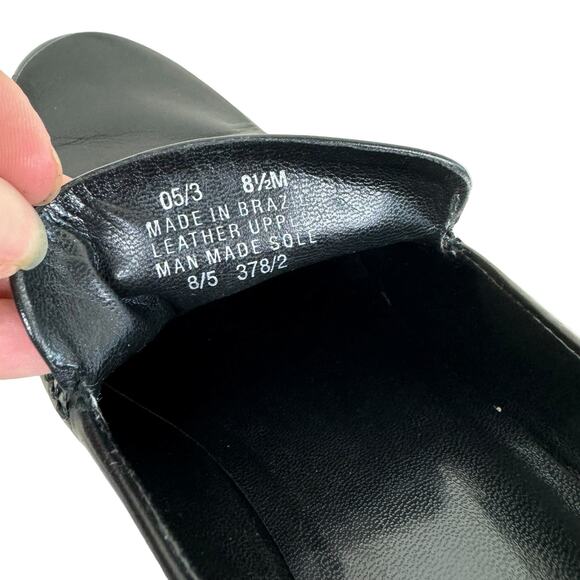 Franko Sarto Black Leather Nolan Tailored Heeled Slip On Loafers Y2K Size 8.5 - Picture 6 of 6
